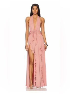 NWT WeWoreWhat Halter Ruffle Maxi Dress Size XXL Color Desert Sand